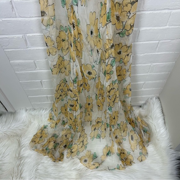 NWT RVCA X Camille Rowe Yellow Sheer Floral Lolo Dress Size M/10 - Picture 6 of 16